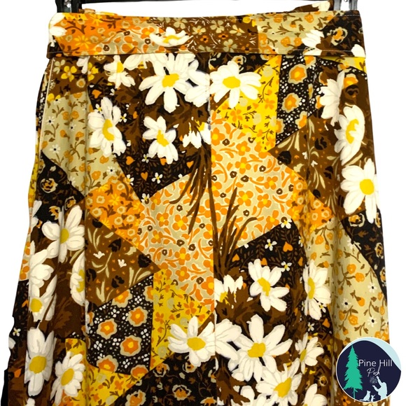 SOLD Vintage 60s Skirt Handmade Floral Maxi Womens Medium Hippy Flower Power - Picture 6 of 10
